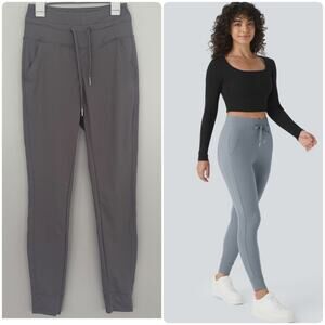 Halara High Waisted Drawstring Side Pocket Full Length Joggers in Grey